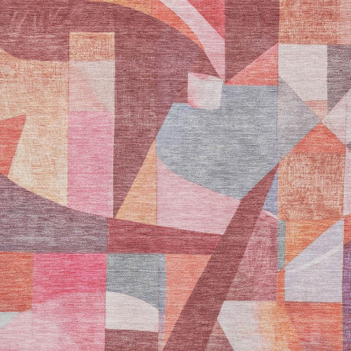 10' X 14' Abstract Washable Area Rug With UV Protection (700367) - Rust / Pink / Purple