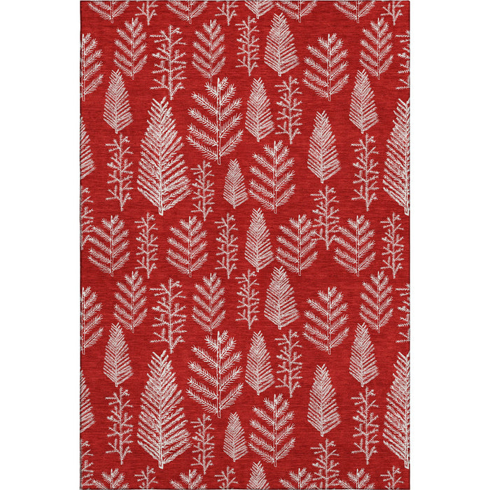10' X 14' Floral Washable Area Rug With UV Protection (701774) - Red / Ivory