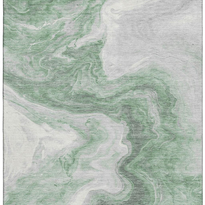10' X 14' Abstract Washable Area Rug With UV Protection (697764) - Green / Gray / Silver