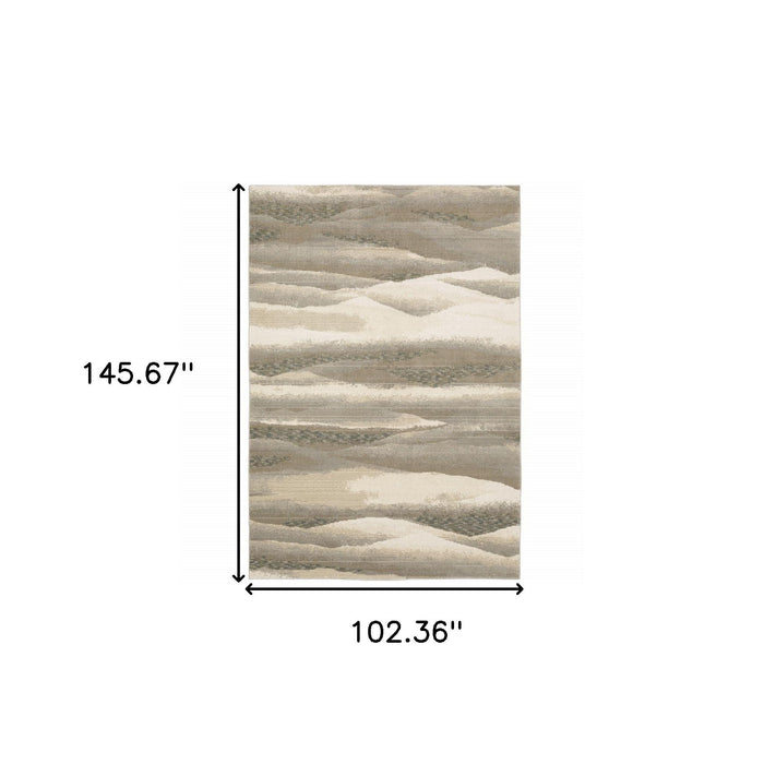 9' x 12' Abstract Power Loom Area Rug - Gray And Blue