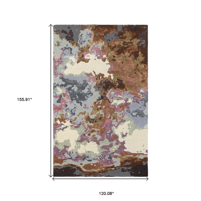 10' X 13' Abstract Hand Tufted Area Rug - Blue And Brown