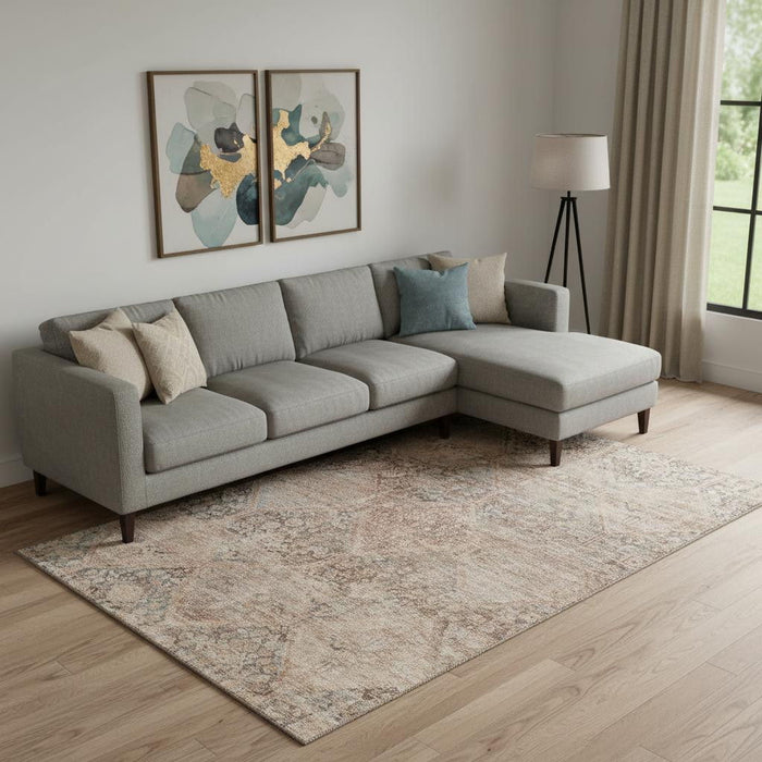 10' X 14' Geometric Washable Area Rug With UV Protection (699939) - Copper / Gray