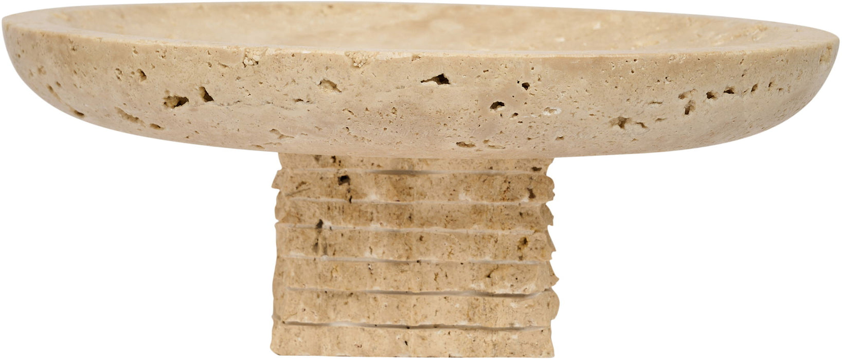 Meridian Furniture Colannade genuine travertine bowl, a stylish and natural stone plate for decorative or functional use.