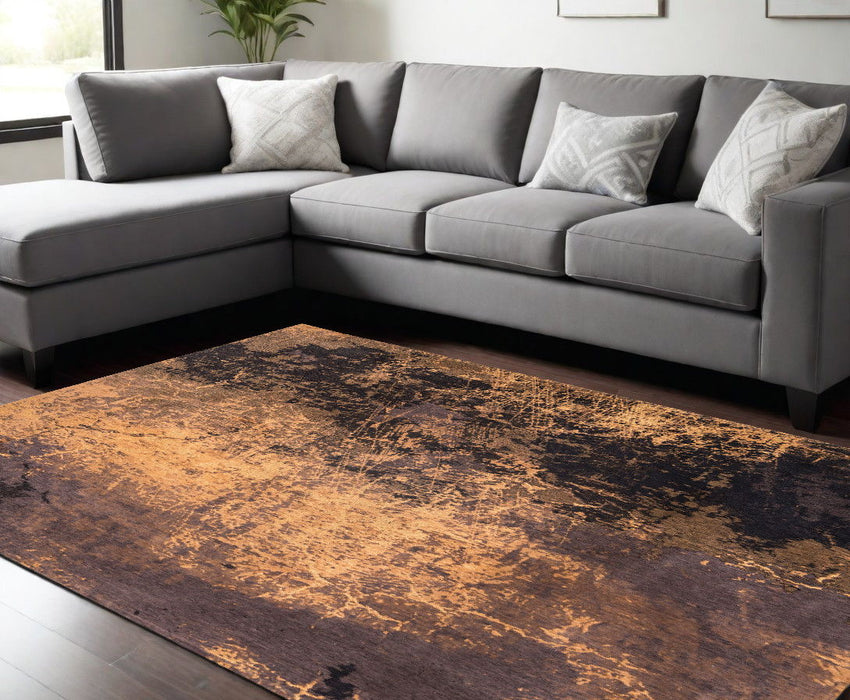 9' x 12' Abstract Non Skid Area Rug - Yellow And Brown
