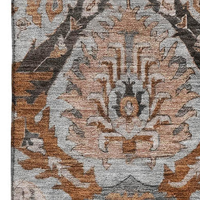 10' X 14' Washable Area Rug With UV Protection (708181) - Rust / Charcoal / Beige