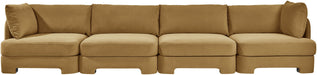 Meridian Furniture Hammond velvet performance fabric 4-piece stationary sectional sofa with plush cushions and modern design.