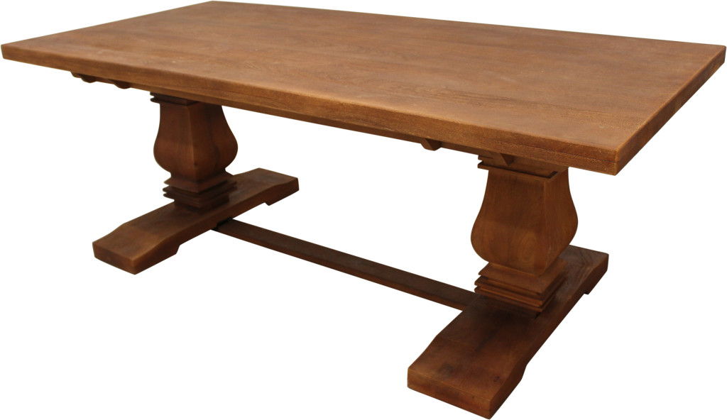 81" Solid Wood Trestle Base Dining Table - Brown