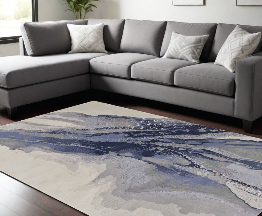 12' x 15' Power Loom Area Rug - Gray And Ivory