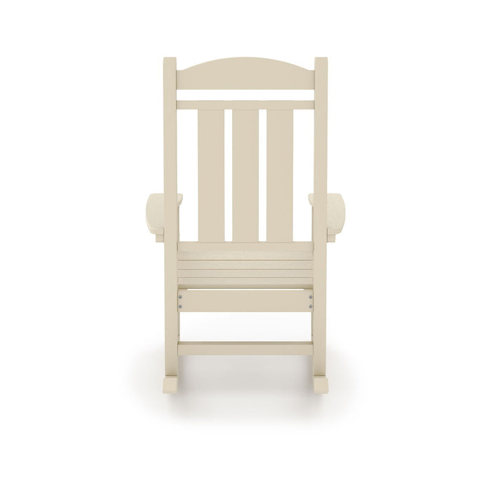 Giga traditional porch rocker chair made of HDPE poly lumber, perfect for patio and garden seating, with a classic design.