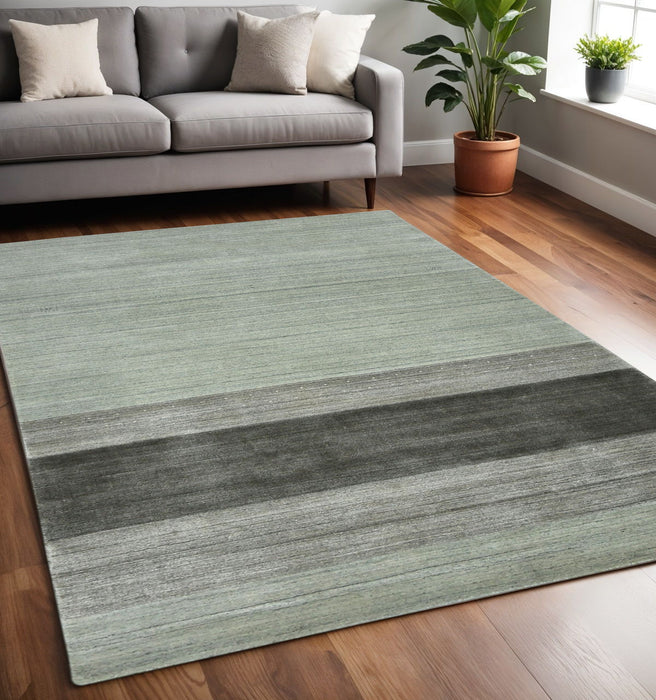 5' X 8' Wool Striped Hand Woven Area Rug - Gray / Light