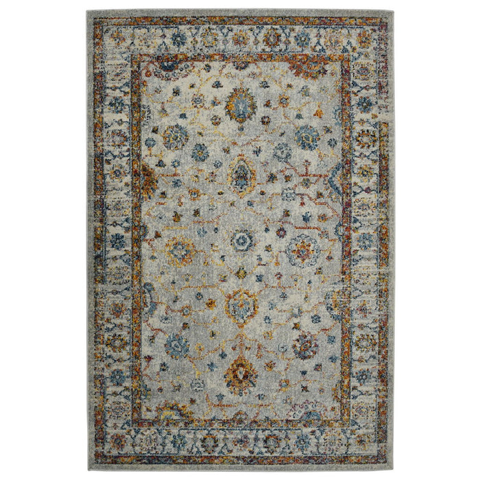8.8' x 11.8' Floral Power Loom Area Rug - Orange And Ivory