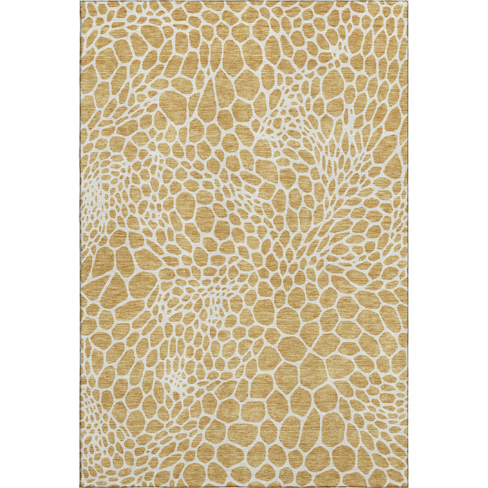 10' X 14' Geometric Washable Area Rug With UV Protection (673049) - Gold / Ivory