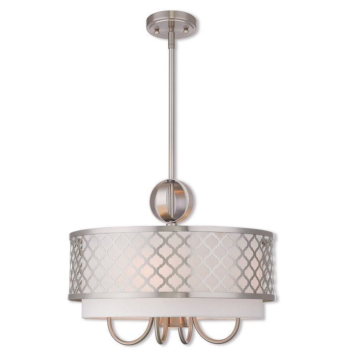 18" Five Light Dimmable Chandelier With Shades - Nickel