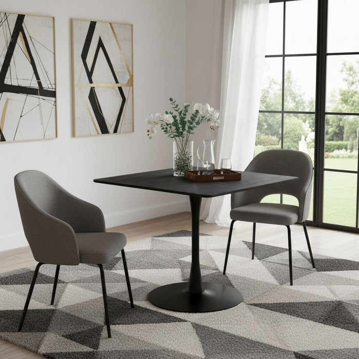 35" Square Steel Pedestal Base Dining Table - Black
