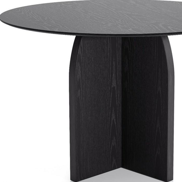 45" Solid Wood Pedestal Base Round Top Dining Table - Black