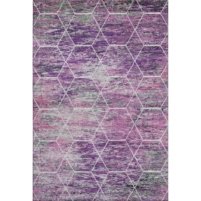 10' X 14' Geometric Washable Area Rug With UV Protection (699214) - Purple / Ivory / Blush
