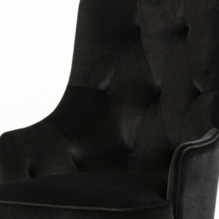 Velvet Wing Back Dining Arm Chair - Black