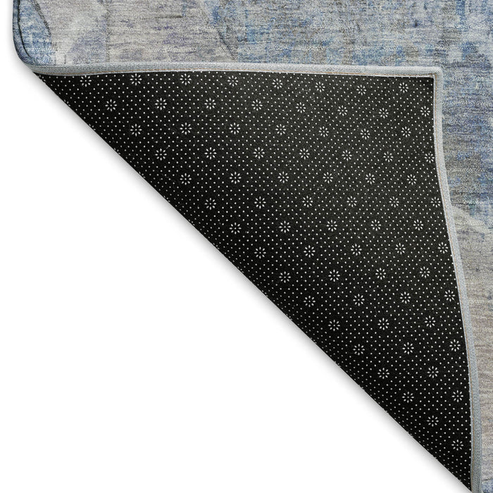 10' X 14' Abstract Washable Area Rug With UV Protection (695534) - Blue / Gray / Charcoal