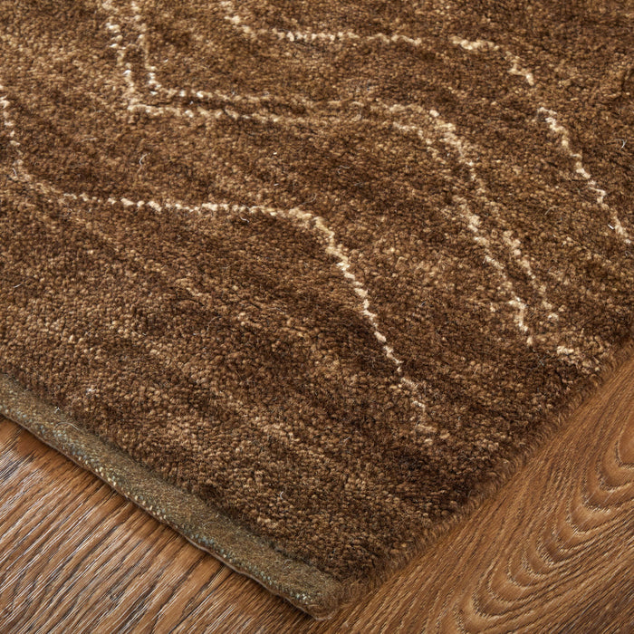 8' X 10' Wool Abstract Hand Knotted Distressed Area Rug (617266) - Brown / Ivory