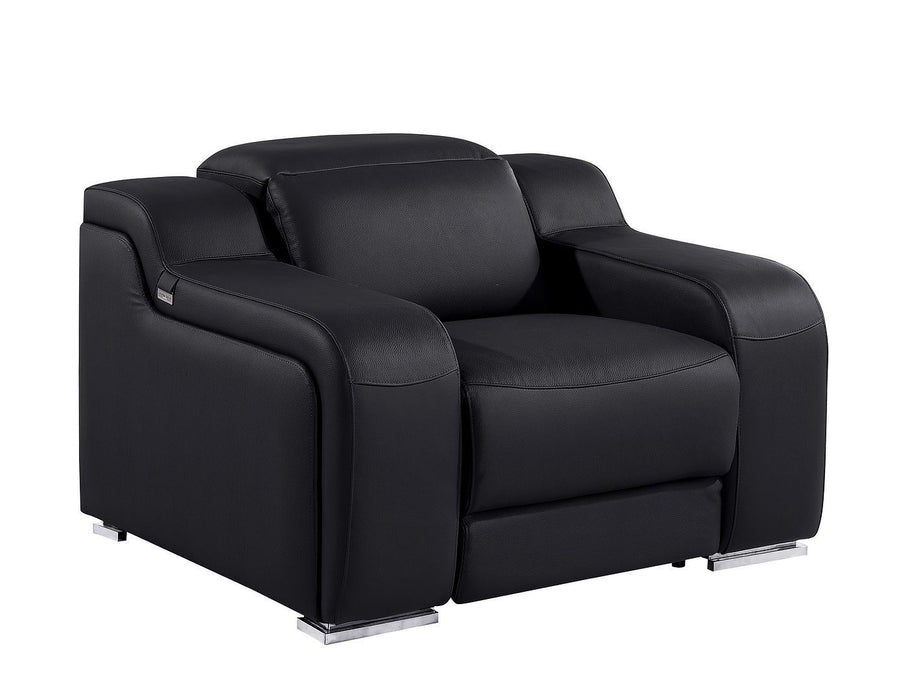 Leather Wall Hugger Recliner With USB - Black
