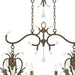 HomeRoots 29-inch bronze metal chandelier with eight lights and clear shades, dimmable for adjustable lighting.