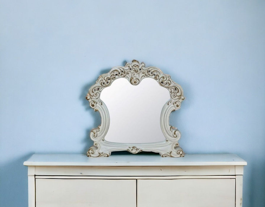 45" Abstract Framed Mounted Dresser Mirror - White
