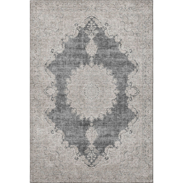 10' X 14' Oriental Washable Area Rug With UV Protection (678886) - Black / Beige / Gray