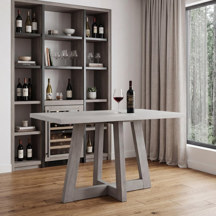 Concrete And Solid Wood Rectangular Bar Table - Gray