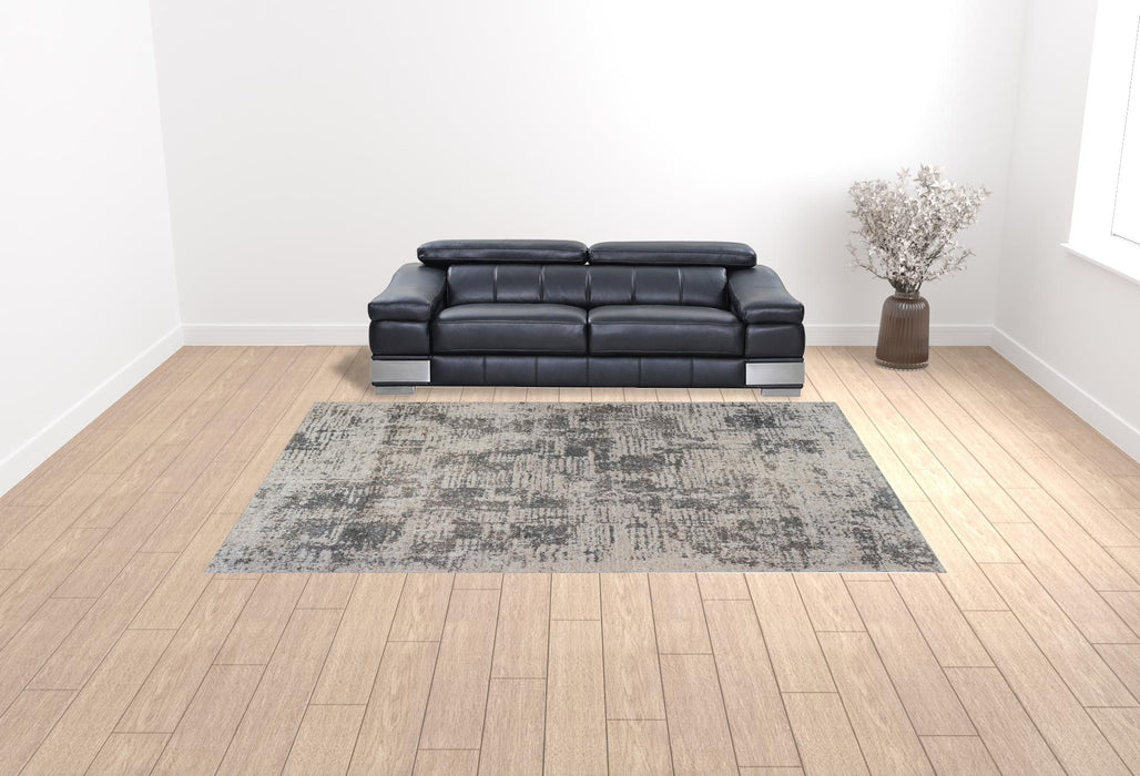 9' x 12' Abstract Power Loom Area Rug - Gray And Beige
