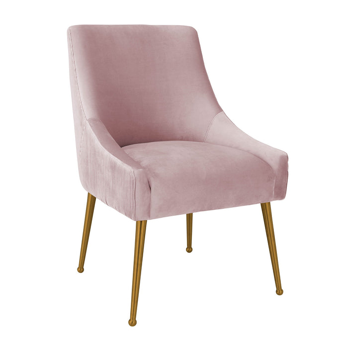 Velvet side chair with pleated mauve upholstery and sleek design from TOV Furniture's Beatrix collection.