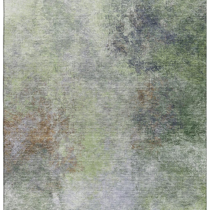 10' X 14' Abstract Washable Area Rug With UV Protection (710568) - Fern Green / Gray