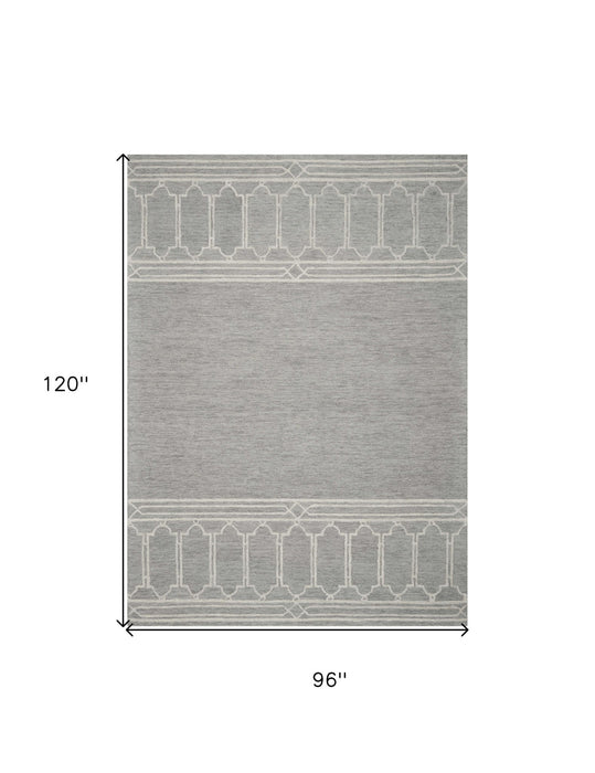 8' x 10' Wool Area Rug - Gray