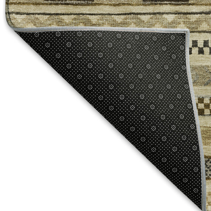 10' X 14' Striped Washable Area Rug With UV Protection (695174) - Chocolate / Gray / Ivory