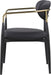 Black-legged Ronda vegan leather upholstered dining arm chair by Meridian Furniture with modern design and cushioned seat.