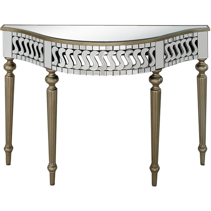 Mirrored Glass Free Form Console Table - Silver And Gold