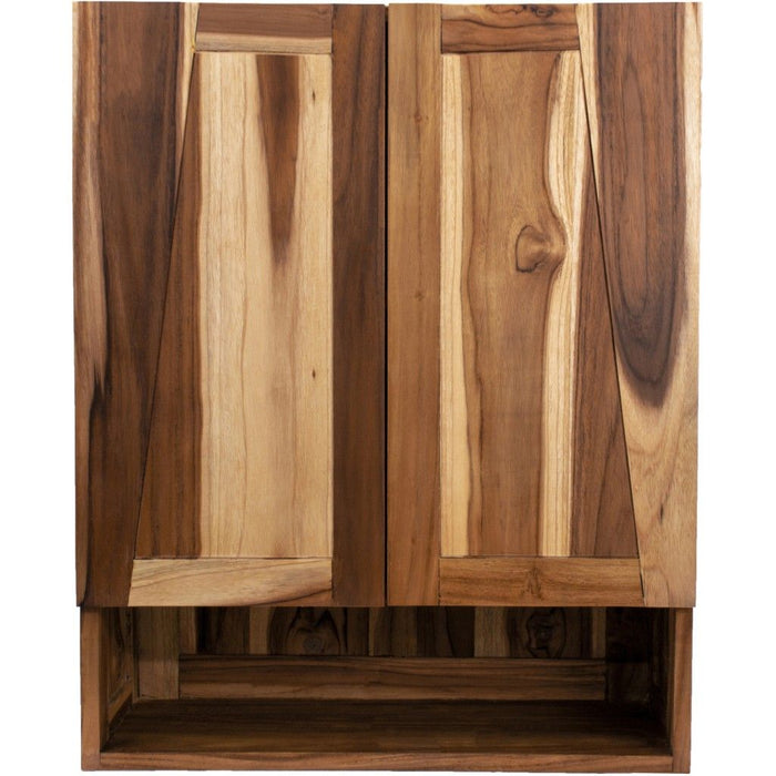 Solid Teak Wood Wall Mounted Accent Cabinet - Shades Of Brown