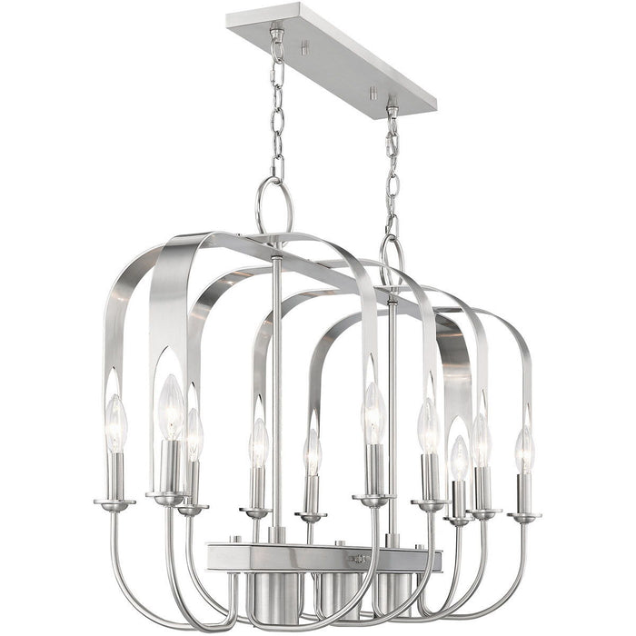 Multi Light Metal Dimmable Chandelier With Shades - Nickel