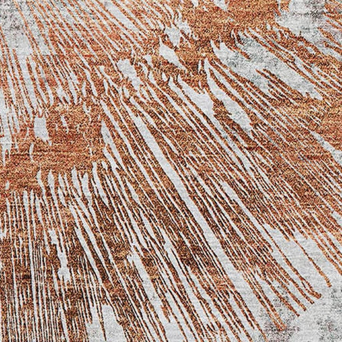 8' X 10' Abstract Washable Area Rug With UV Protection - Terra Cotta And Gray