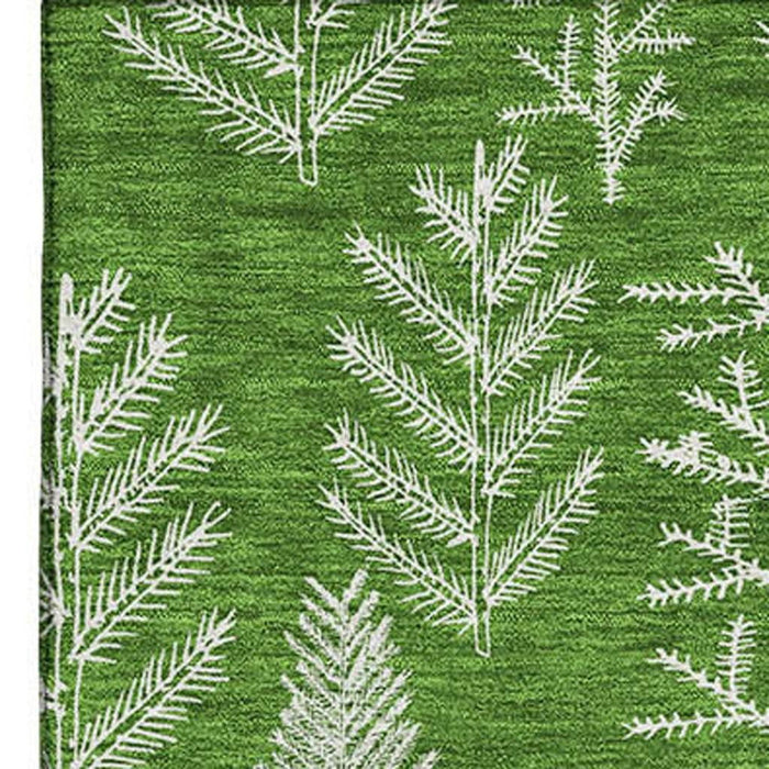 10' X 14' Floral Washable Area Rug With UV Protection (701762) - Green / Ivory