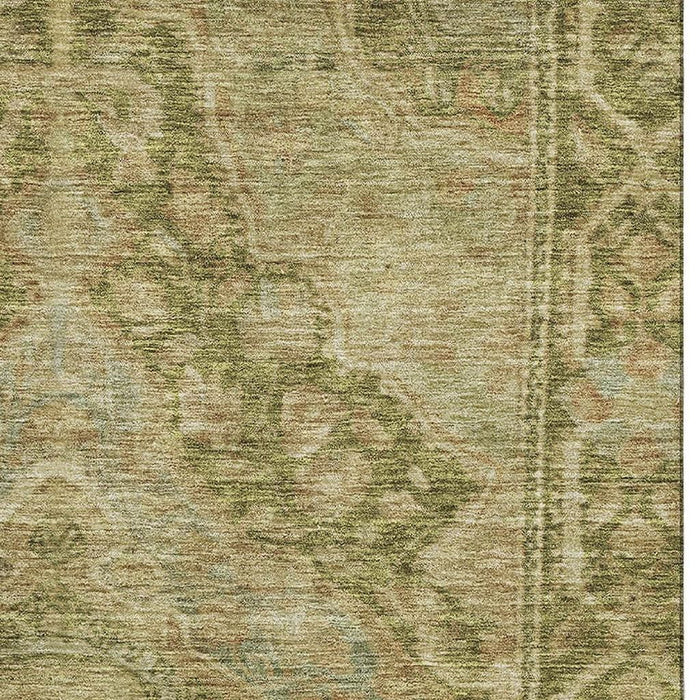 10' X 14' Oriental Washable Area Rug With UV Protection (700511) - Artichoke Green / Beige