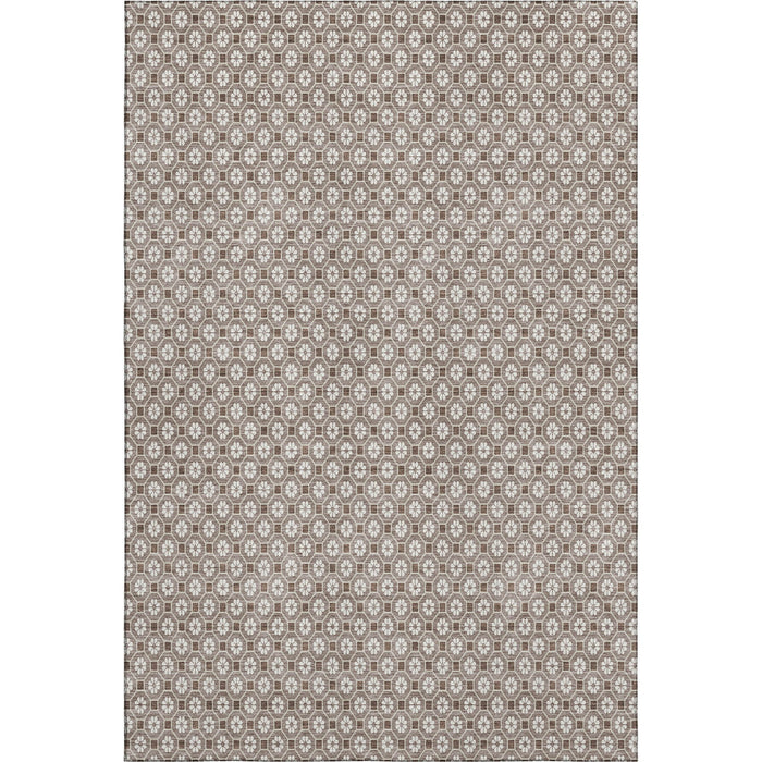 10' X 14' Geometric Washable Area Rug With UV Protection (693672) - Taupe / Brown / Ivory