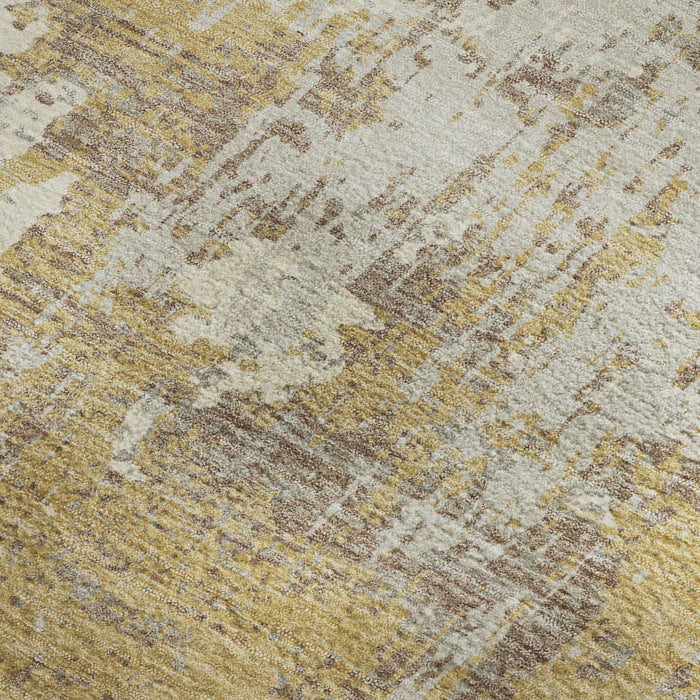 10' X 14' Abstract Washable Area Rug With UV Protection (679126) - Gold / Taupe / Beige