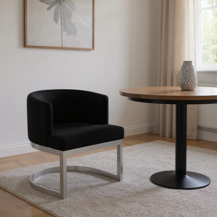 Upholstered Fabric Wing Back Dining Side Chair - Black / Silver
