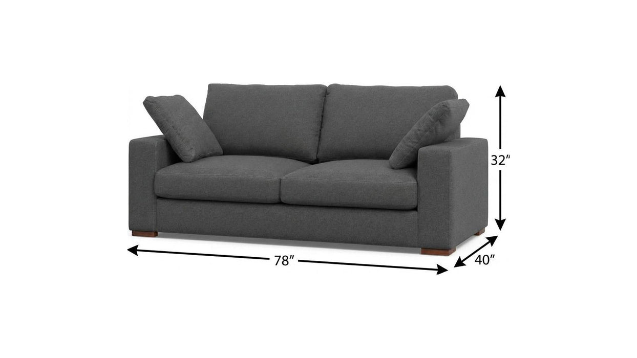 78" Fabric Sofa With Brown Legs - Gray
