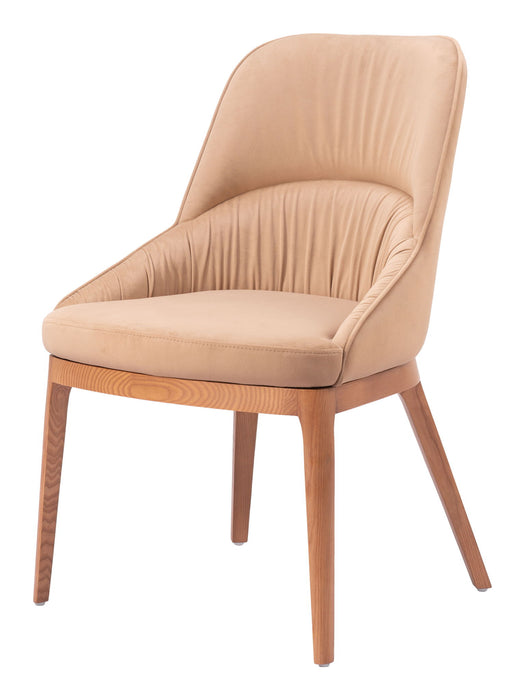 Upholstered Fabric Dining Side Chairs (Set of 2) - Tan / Brown