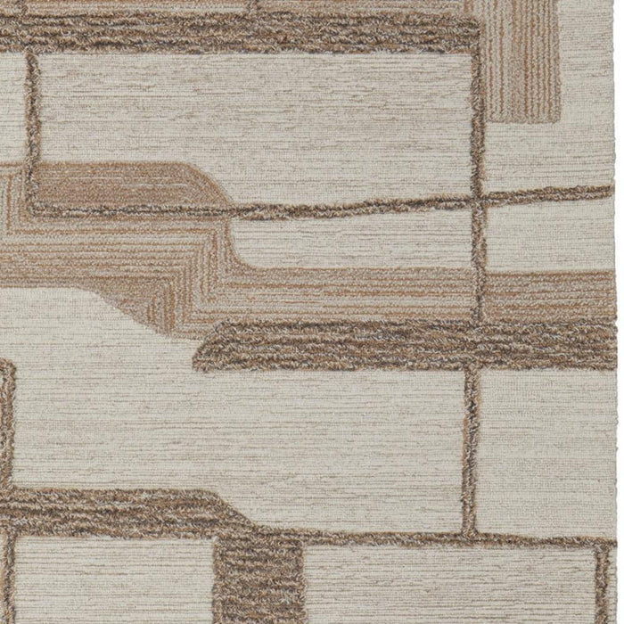 5' X 8' Wool Geometric Hand Tufted Area Rug (567627) - Brown / Tan / Ivory