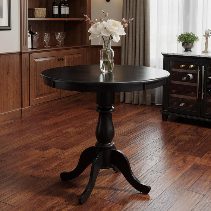 Solid Wood Rounded Bar Table - Black