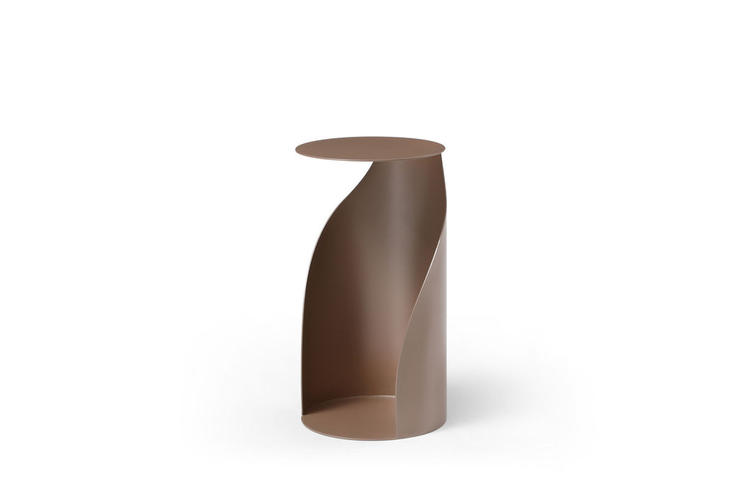 Steel Round Pedestal End Table (719933) - Gold