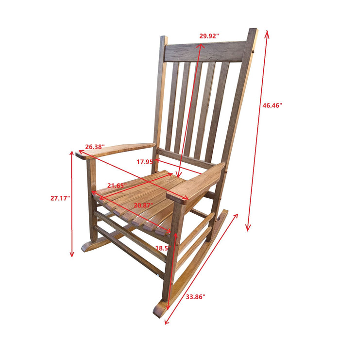 Giga balcony porch adult rocking chair with wooden frame and cushioned seat, perfect for outdoor relaxing and lounging.