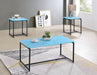 Set of three Giga GT carbon fiber wrap coffee and end tables with sleek modern design and black finish.